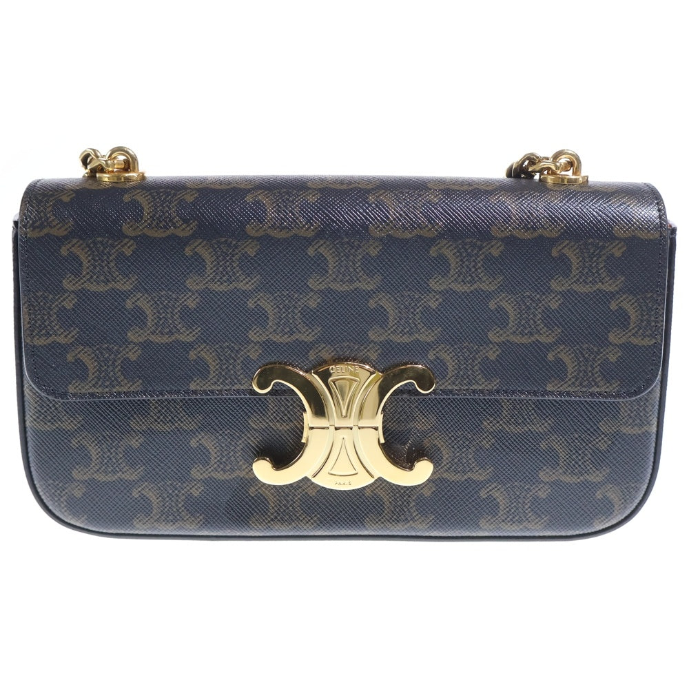 CELINE(セリーヌ) トリオンフ ミニ ショルダーバッグ チェーンバッグ ブラウン レザー 197992DQW04LU ゴールド金具 レディース