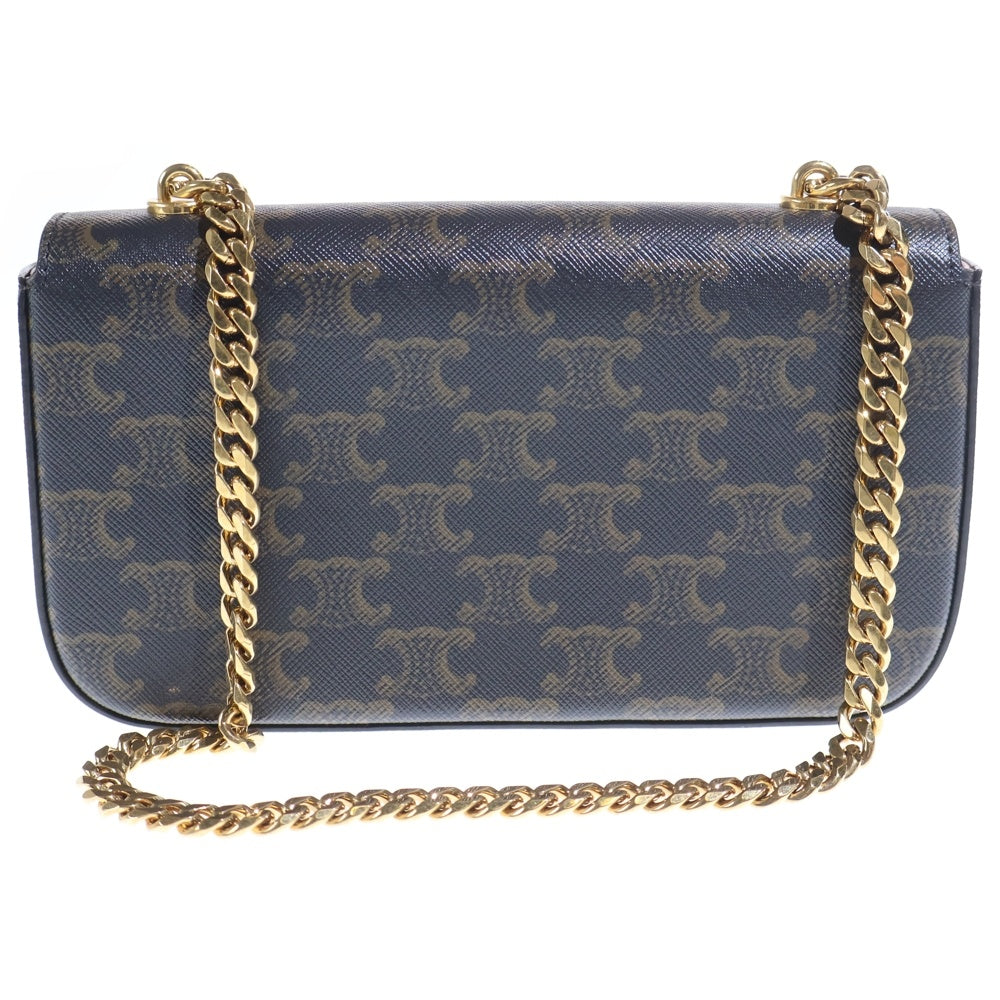 CELINE(セリーヌ) トリオンフ ミニ ショルダーバッグ チェーンバッグ ブラウン レザー 197992DQW04LU ゴールド金具 レディース