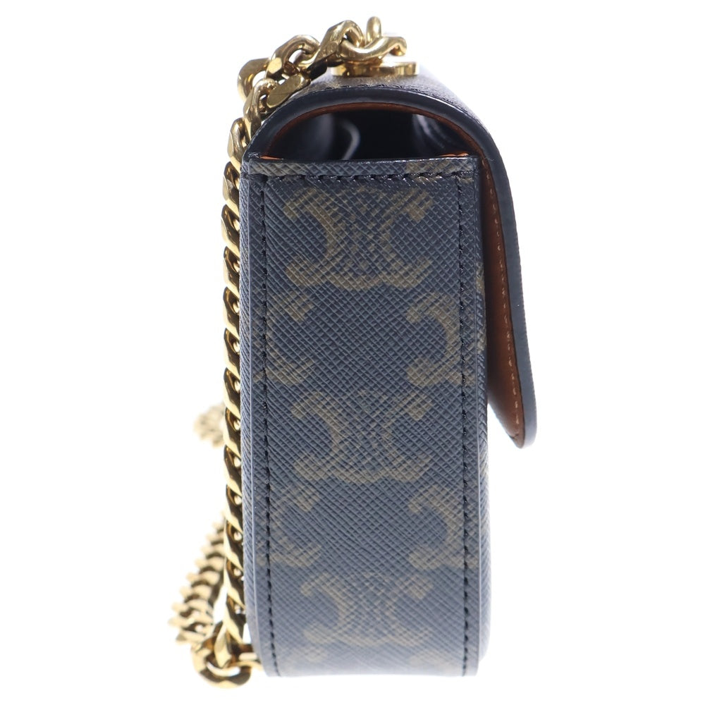 CELINE(セリーヌ) トリオンフ ミニ ショルダーバッグ チェーンバッグ ブラウン レザー 197992DQW04LU ゴールド金具 レディース