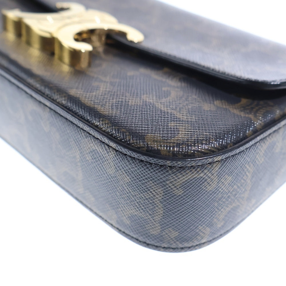 CELINE(セリーヌ) トリオンフ ミニ ショルダーバッグ チェーンバッグ ブラウン レザー 197992DQW04LU ゴールド金具 レディース