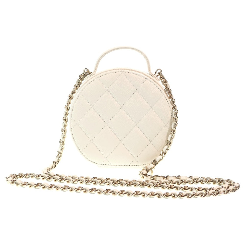 CHANEL(シャネル) マトラッセ スモール ヴァニティ キャビアスキン レザー チェーンショルダーバッグ ゴールド金具 ホワイト AP2502 31番台 レディース