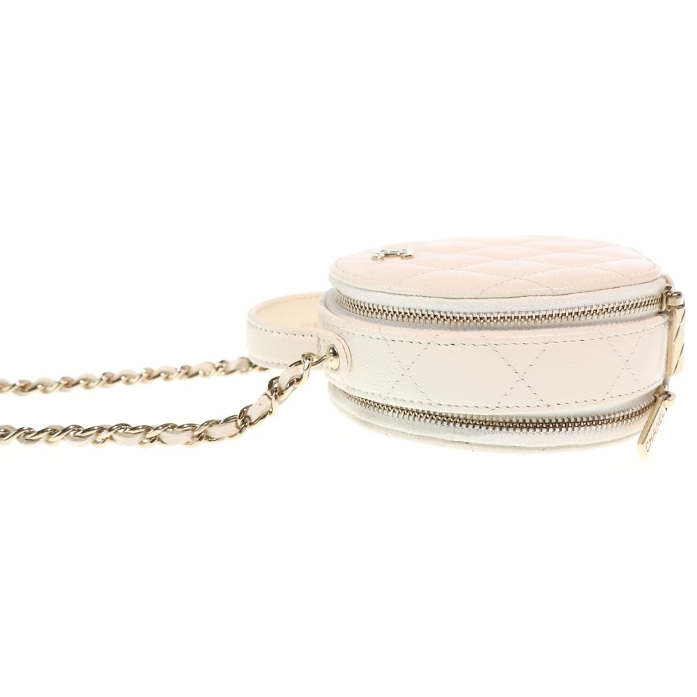 CHANEL(シャネル) マトラッセ スモール ヴァニティ キャビアスキン レザー チェーンショルダーバッグ ゴールド金具 ホワイト AP2502 31番台 レディース