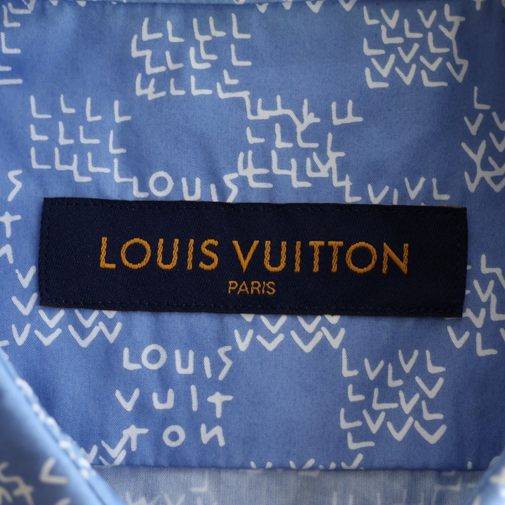 LOUIS VUITTON(ルイヴィトン) 22AW ダミエスプレッド ショートスリーブ 半袖シャツ ライトブルー RM222M NF4 HNS20W