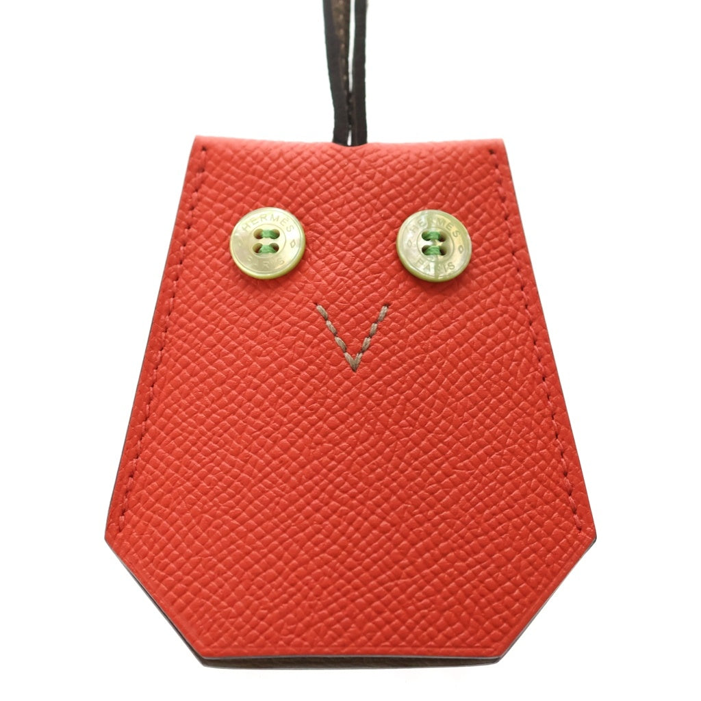 HERMES(エルメス) バッグチャーム クロシェット フクロウ レッド レザー エプロン レディース