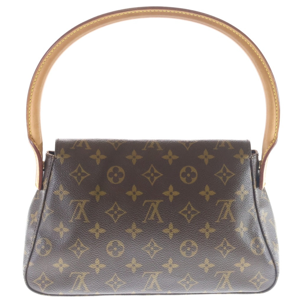 LOUIS VUITTON(ルイヴィトン) モノグラム ミニルーピング ハンドバッグ ワンショルダーバッグ ブラウン レザー×PVC M51147 ゴールド金具 レディース