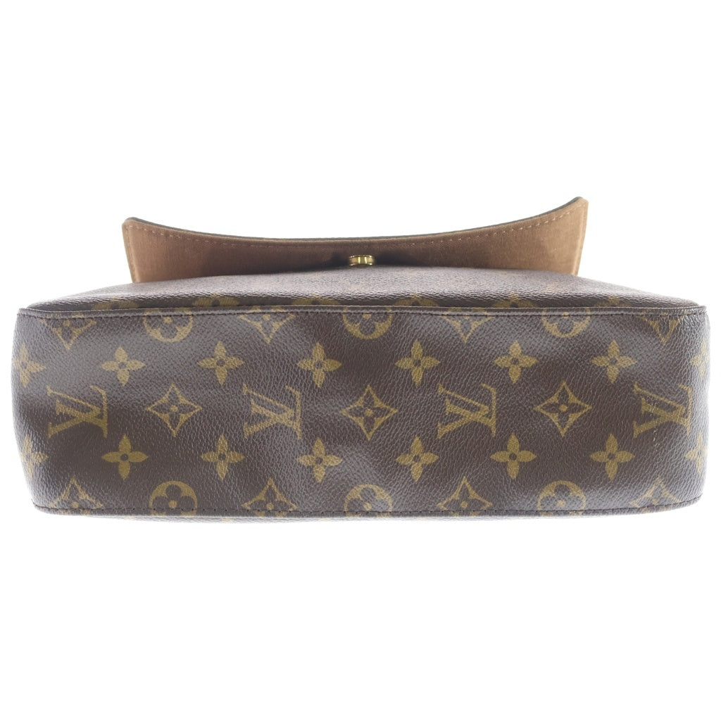 LOUIS VUITTON(ルイヴィトン) モノグラム ミニルーピング ハンドバッグ ワンショルダーバッグ ブラウン レザー×PVC M51147 ゴールド金具 レディース