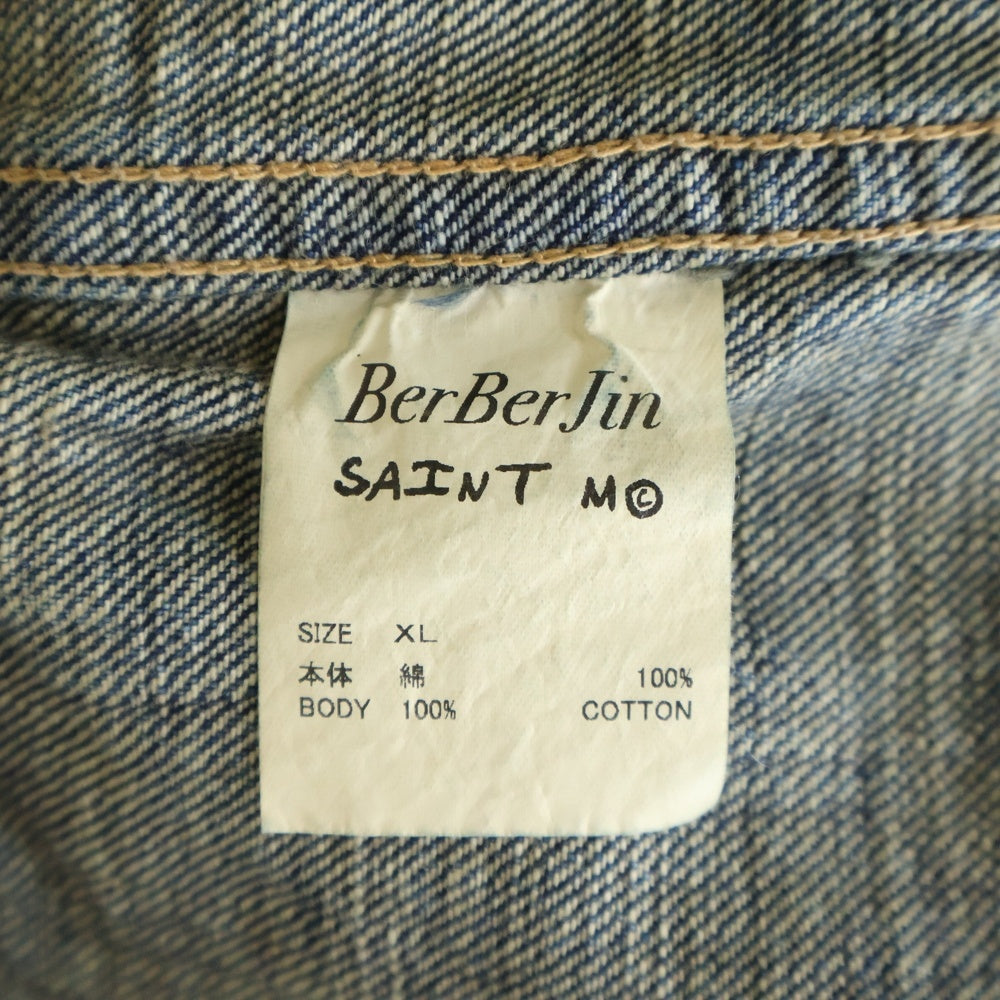 SAINT MICHAEL(セントマイケル) 25SS ×BerBerJin DENIM JACKET DAMAGE デニムジャケット インディゴブルー #XL SM-HR8-0000-C39