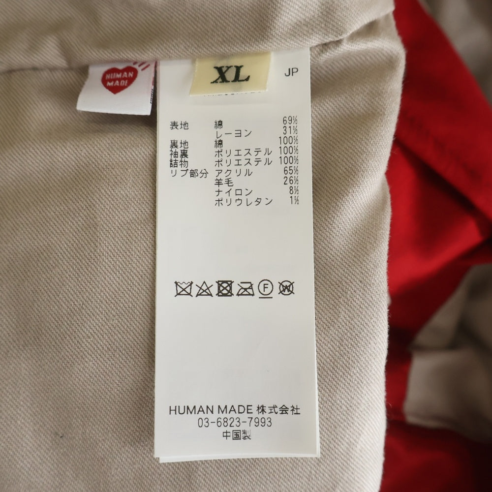 HUMAN MADE(ヒューマンメイド) 25SS SATIN STADIUM JACKET スタジアムジャケット ブルゾン ホワイト×レッド コットン×レーヨン #XL HM29JK020