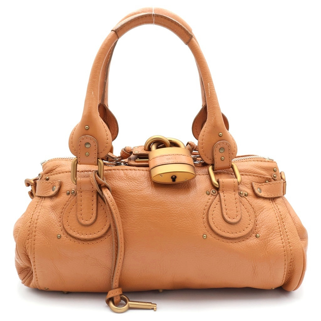 Chloe(クロエ) パディントン ハンドバッグ ボストンバッグ キャメル ブラウン レザー ゴールド金具 レディース