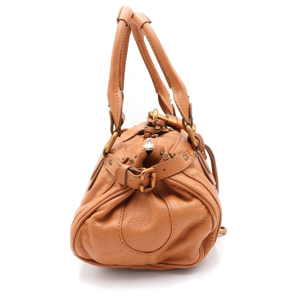 Chloe(クロエ) パディントン ハンドバッグ ボストンバッグ キャメル ブラウン レザー ゴールド金具 レディース