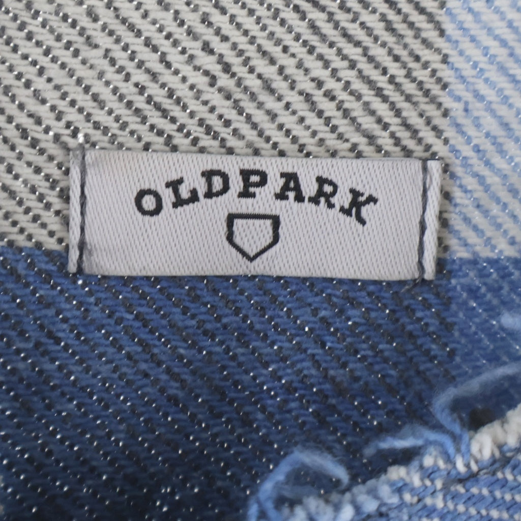 OLD PARK(オールドパーク) HALF-BOTTON SHIRT チェック総柄 フランネル ギミック 長袖 シャツ ブルー