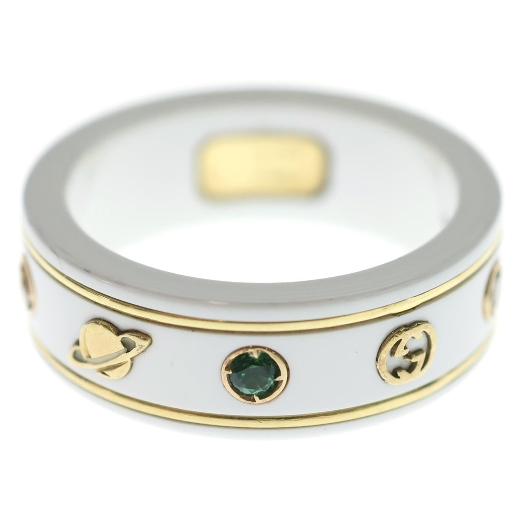 GUCCI(グッチ) ジェムストーン アイコン リング ホワイト セラミック×750 5.6g #15 527095 J8F76 8521