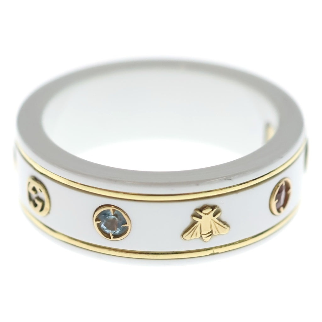 GUCCI(グッチ) ジェムストーン アイコン リング ホワイト セラミック×750 5.6g #15 527095 J8F76 8521