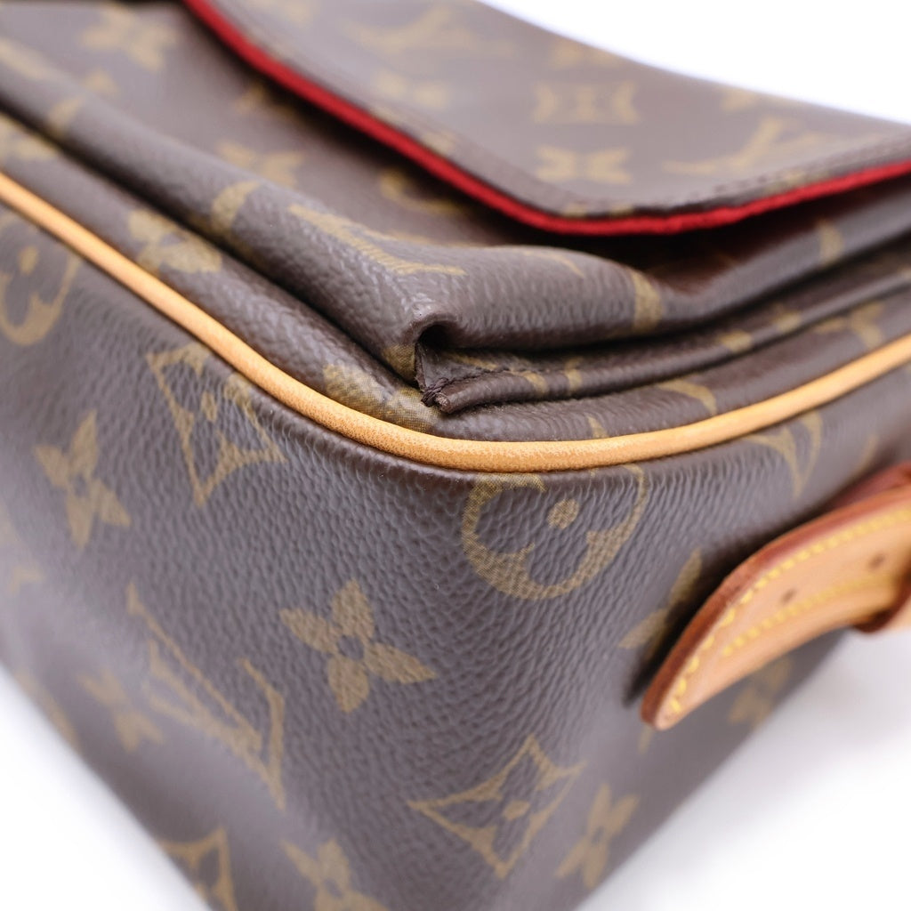 LOUIS VUITTON(ルイヴィトン) モノグラム ヴィヴァシテMM ワンショルダーバッグ ハンドバッグ ブラウン レザー×PVC M51164 ゴールド金具 レディース