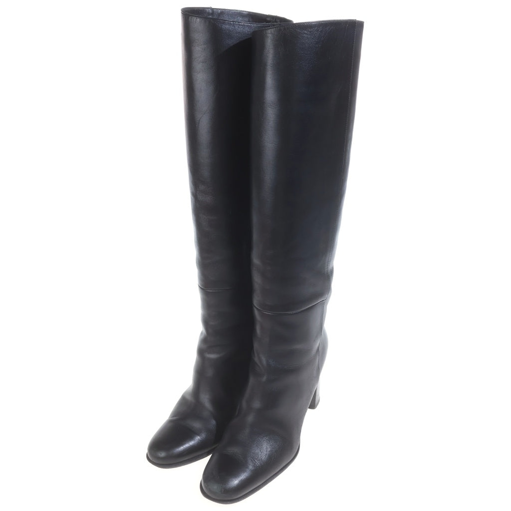 HERMES(エルメス) レザーロングブーツ ブラック レザー ♯36 1/2 レディース