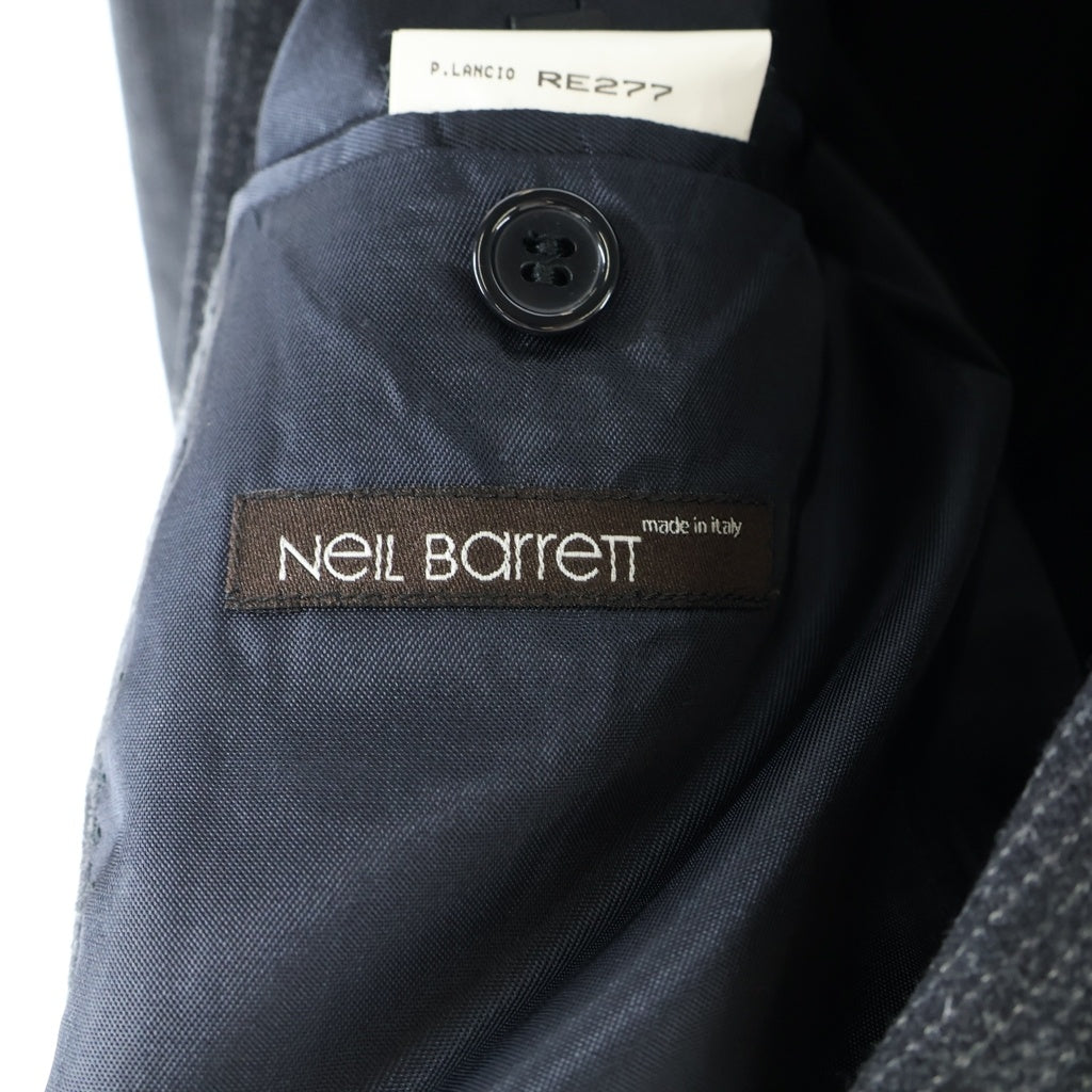 Neil Barrett(ニール バレット) 2Pセットアップ 3ボタン ストライプ テーラードジャケット パンツ グレー ウール #XS