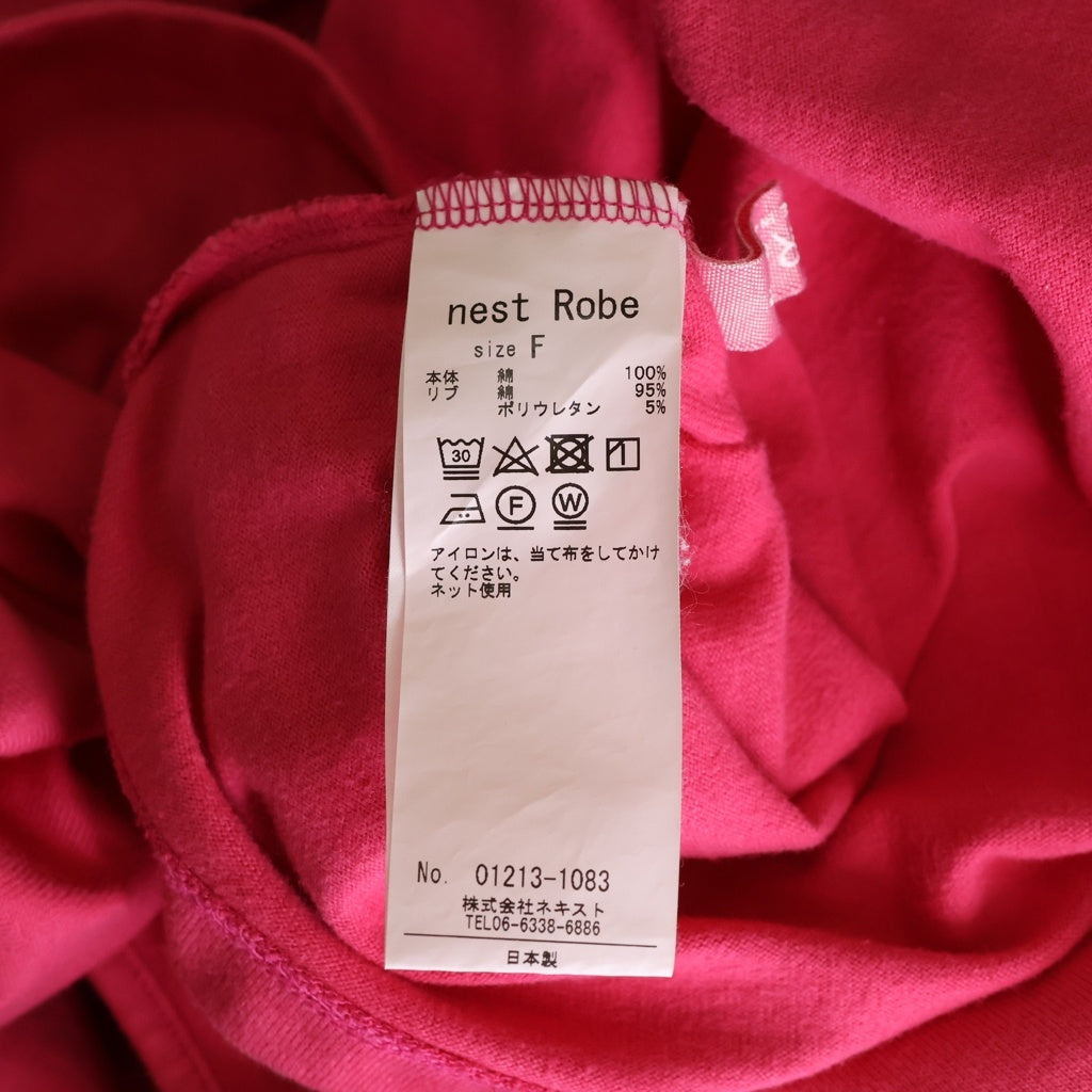 nestRobeconfect(ネストローブ) オーバーサイズ七分丈カットソー ピンク コットン #F レディース