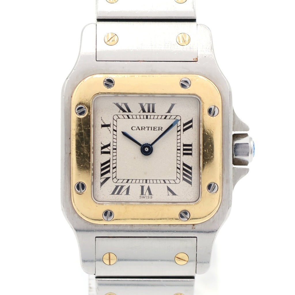 Cartier(カルティエ) サントスガルベSM アイボリー文字盤 クォーツウォッチ 腕時計 K18YG シルバー/イエローゴールド W20012C4 レディース