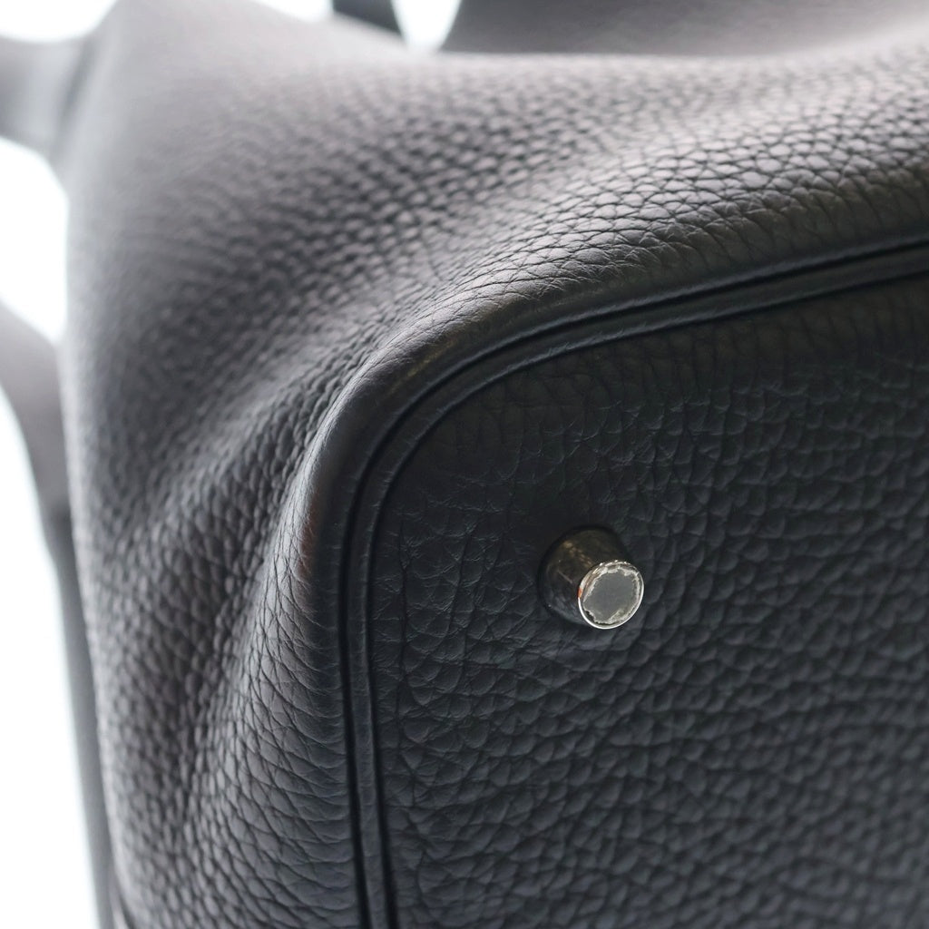 HERMES(エルメス) ピコタンMM トリヨンクレマンス レザー ハンドバッグ ブラック D刻印 シルバー金具 レディース
