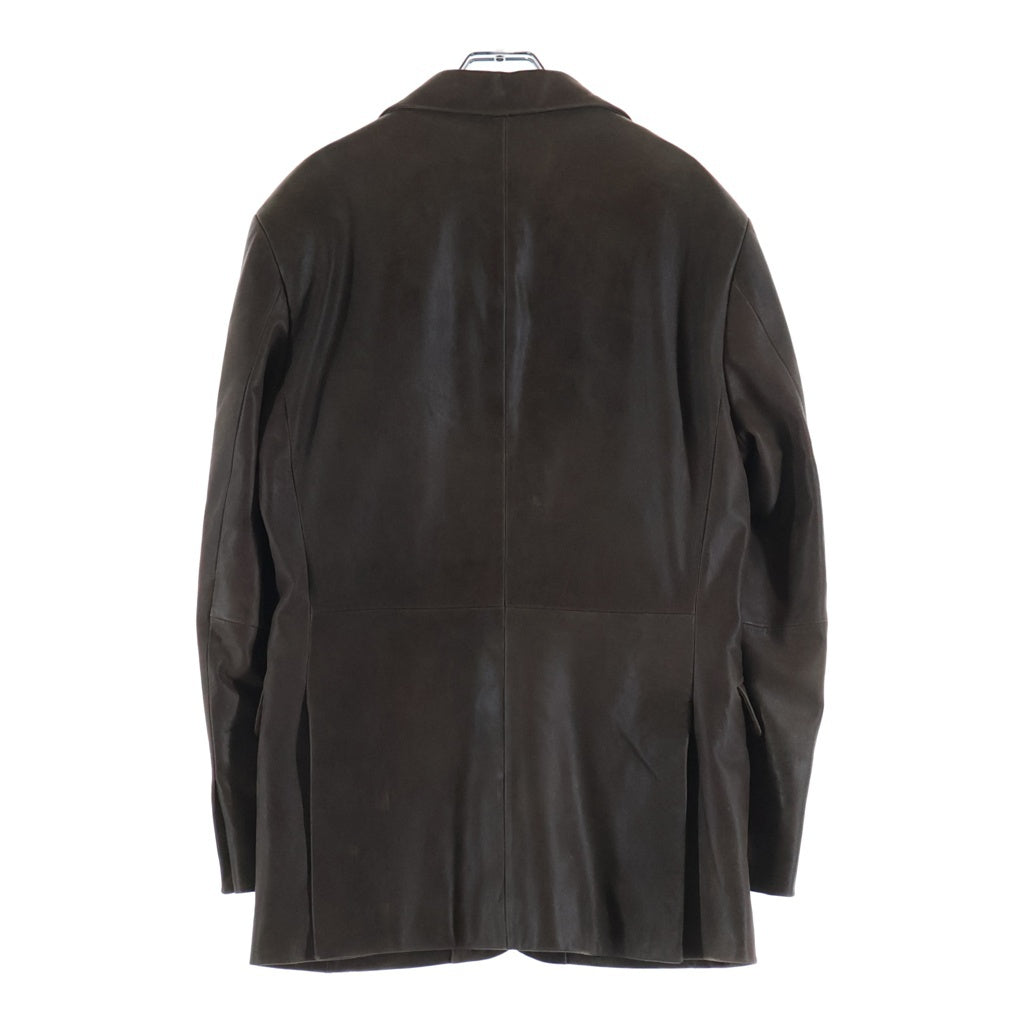 BURBERRY BLACK LABEL(バーバリー ブラックレーベル) ノヴァチェック シープスキン レザー テーラードジャケット #M ブラウン