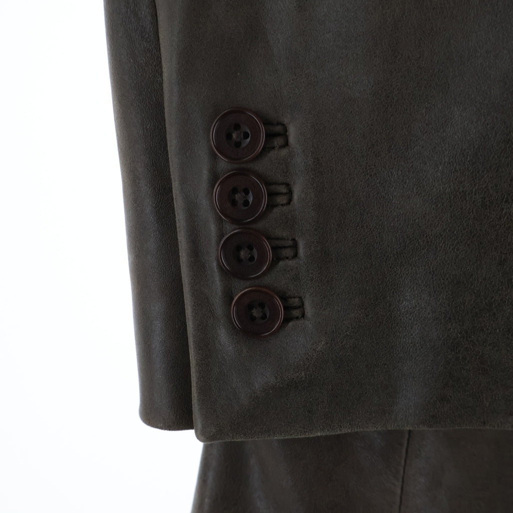 BURBERRY BLACK LABEL(バーバリー ブラックレーベル) ノヴァチェック シープスキン レザー テーラードジャケット #M ブラウン