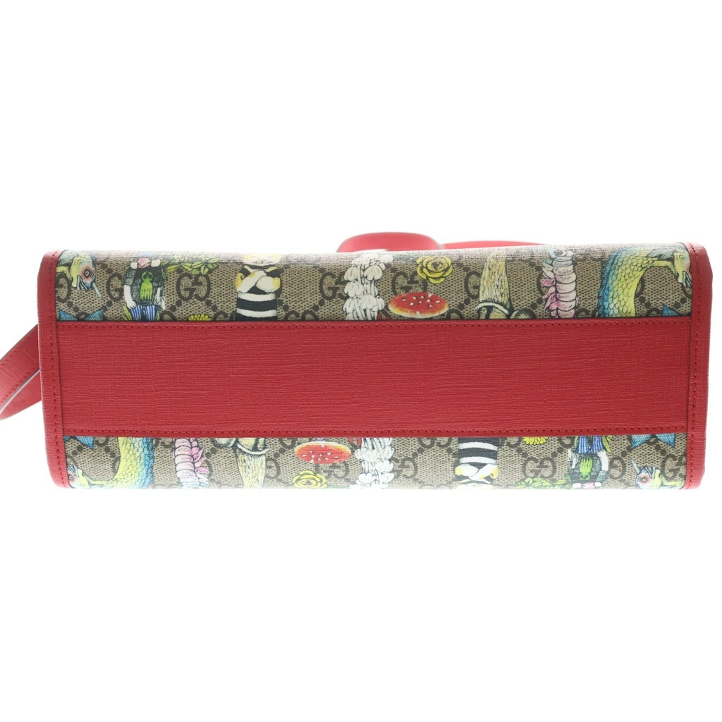 GUCCI(グッチ) ヒグチユウコ コラボ チルドレンズ GGスプリーム PVC レザー 2WAY ハンドバッグ ショルダーバッグ トートバッグ ベージュ/レッド 612992 レディース