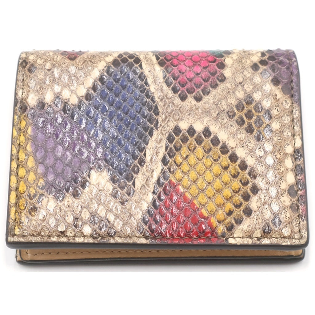 GUCCI(グッチ) GGマーモント パイソン レザー コンパクトウォレット 二つ折り財布 ベージュ/マルチカラー 456126