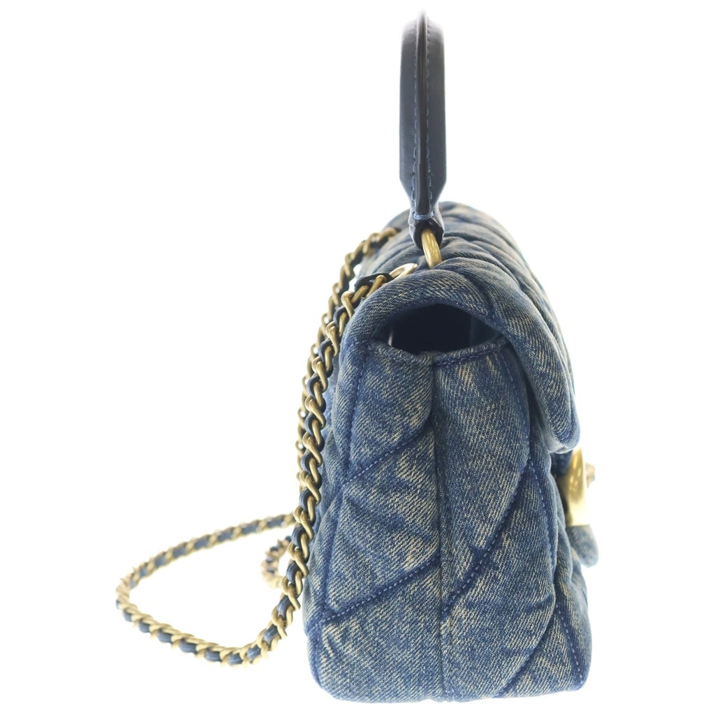 COACH(コーチ) タビー トップハンドル デニム レザー チェーン ショルダーバッグ ネイビー ブルー CDC34 レディース