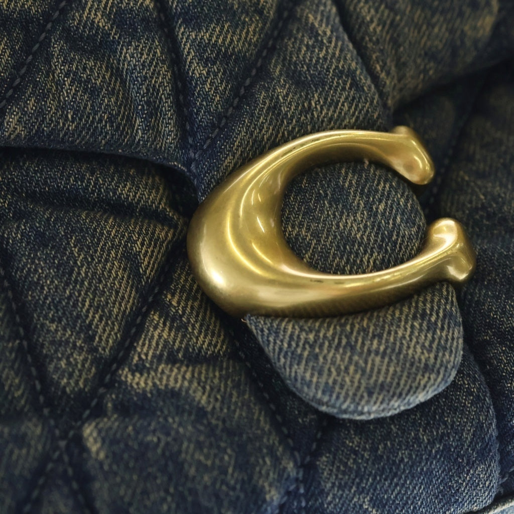 COACH(コーチ) タビー トップハンドル デニム レザー チェーン ショルダーバッグ ネイビー ブルー CDC34 レディース