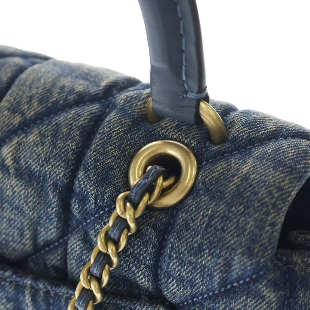 COACH(コーチ) タビー トップハンドル デニム レザー チェーン ショルダーバッグ ネイビー ブルー CDC34 レディース