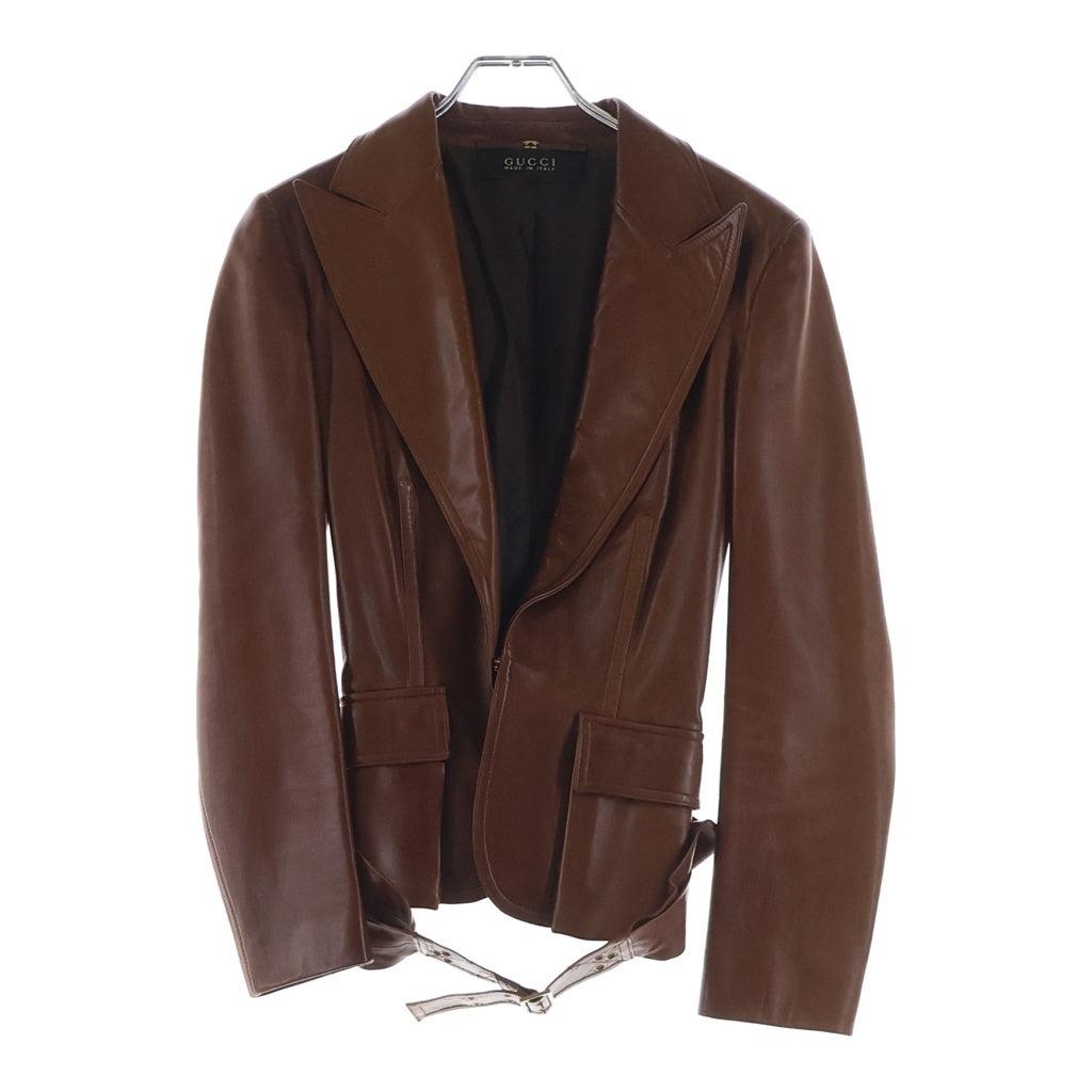GUCCI(グッチ) クラシック レザーテーラードジャケット ブラウン #38 レディース