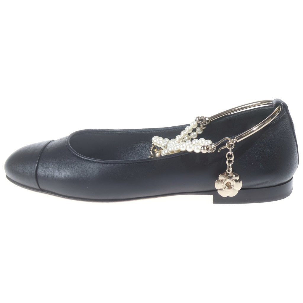 CHANEL(シャネル) バレリーナ ココマークチャーム フラットパンプス ブラック #35 レディース