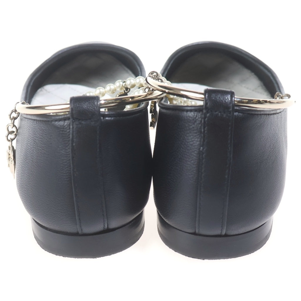 CHANEL(シャネル) バレリーナ ココマークチャーム フラットパンプス ブラック #35 レディース