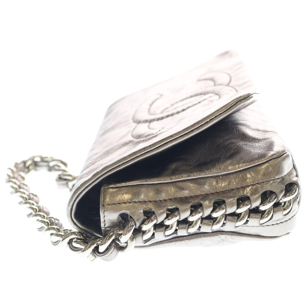 CHANEL(シャネル) ココマーク フルフラップ レザー シルバー金具 チェーンショルダーバッグ ハンドバッグ メタリックシルバー レディース