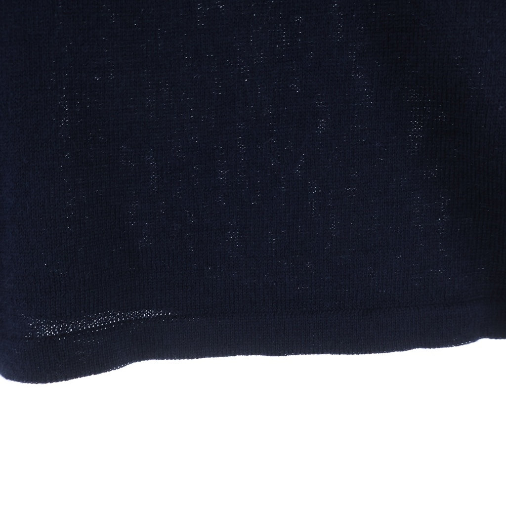 NO BRAND(ノーブランド) フロントラインデザイン 半袖トップス シルク コットン ネイビー AAB90 AG119 レディース