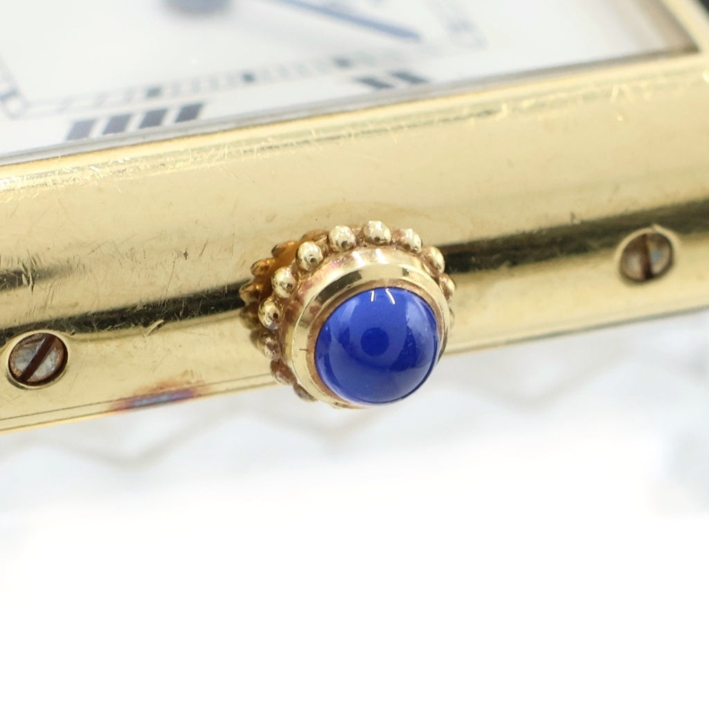 Cartier(カルティエ) マストタンク MM 腕時計 クォーツ 白文字盤 レザー ブラック/ゴールド W1013654 レディース