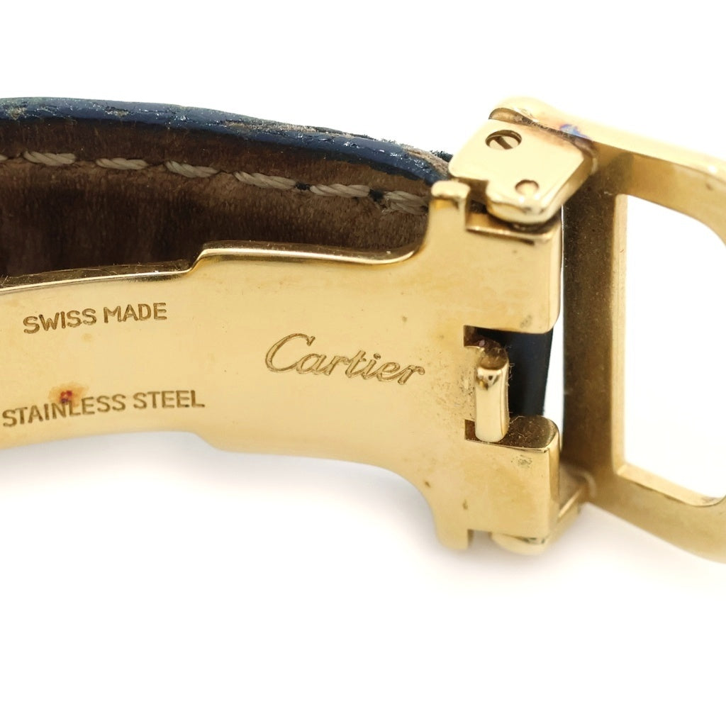 Cartier(カルティエ) マストタンク MM 腕時計 クォーツ 白文字盤 レザー ブラック/ゴールド W1013654 レディース