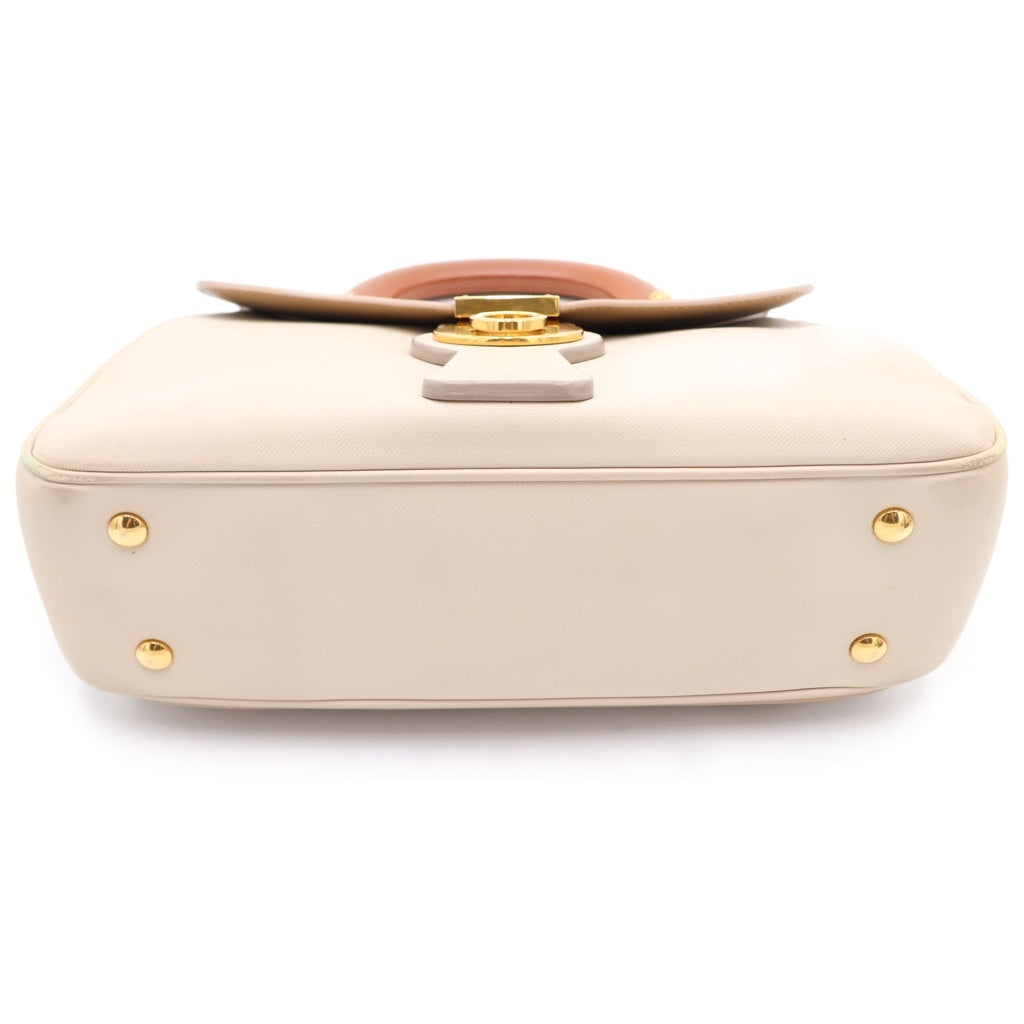 BURBERRY(バーバリー) DK88トップハンドルバッグ ブラウン×ベージュ レザー ゴールド金具 レディース
