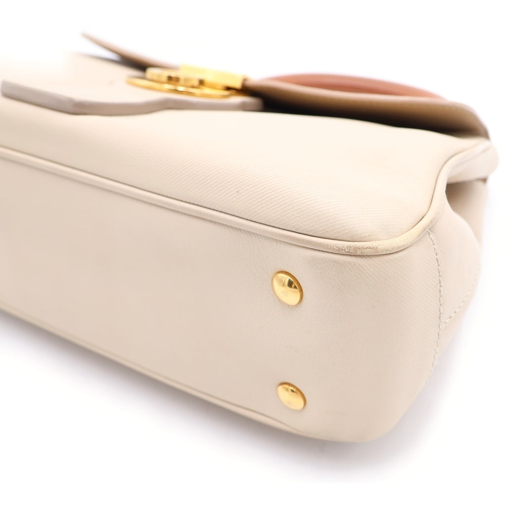 BURBERRY(バーバリー) DK88トップハンドルバッグ ブラウン×ベージュ レザー ゴールド金具 レディース