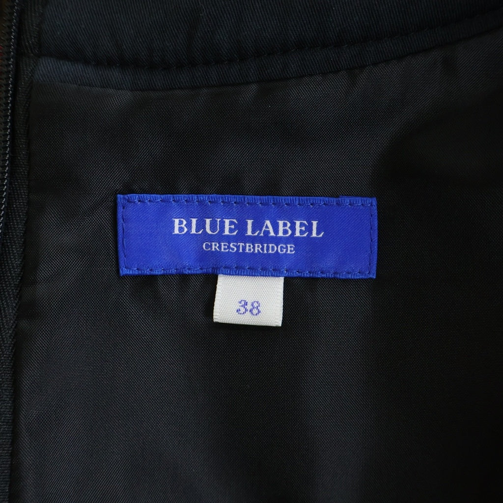 BLUE LABEL CRESTBRIDGE(ブルーレーベルクレストブリッジ) ニット袖 コンビ ワンピース チェック柄 ボルドー ブラウン レディース 38サイズ