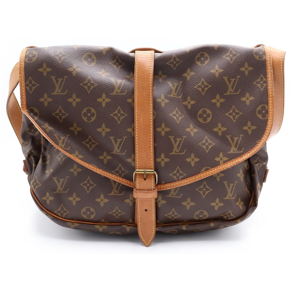 LOUIS VUITTON(ルイヴィトン) モノグラム ソミュール35 ショルダーバッグ ブラウン レザー×PVC M42254 ゴールド金具