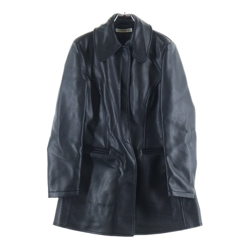 EMPORIO ARMANI(エンポリオアルマーニ) 90-00s Giaccone Donna レザーロングコート ジップアップ ブラック レディース