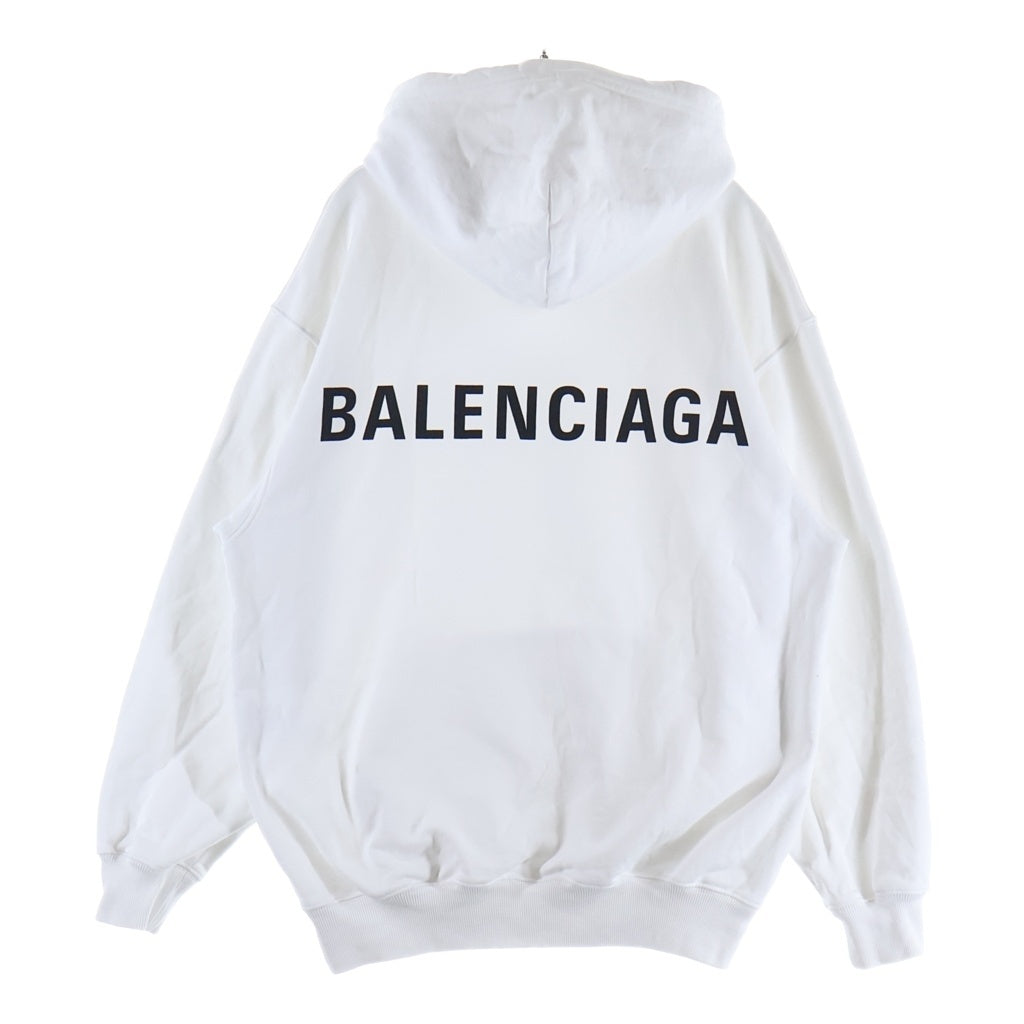 BALENCIAGA(バレンシアガ) 18AW バックロゴプリント プルオーバーパーカー フーディー コットン ホワイト TS56 556113