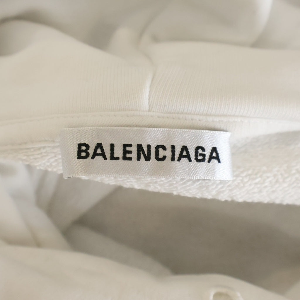 BALENCIAGA(バレンシアガ) 18AW バックロゴプリント プルオーバーパーカー フーディー コットン ホワイト TS56 556113
