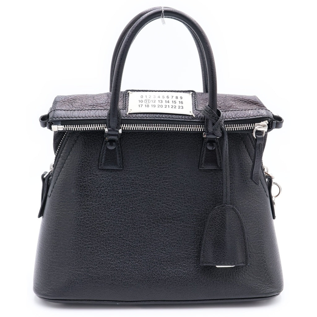 Maison Margiela(メゾンマルジェラ) 5AC ミニ レザー シルバー金具 2WAY ハンドバッグ ショルダーバッグ ブラック s56wg0082 レディース
