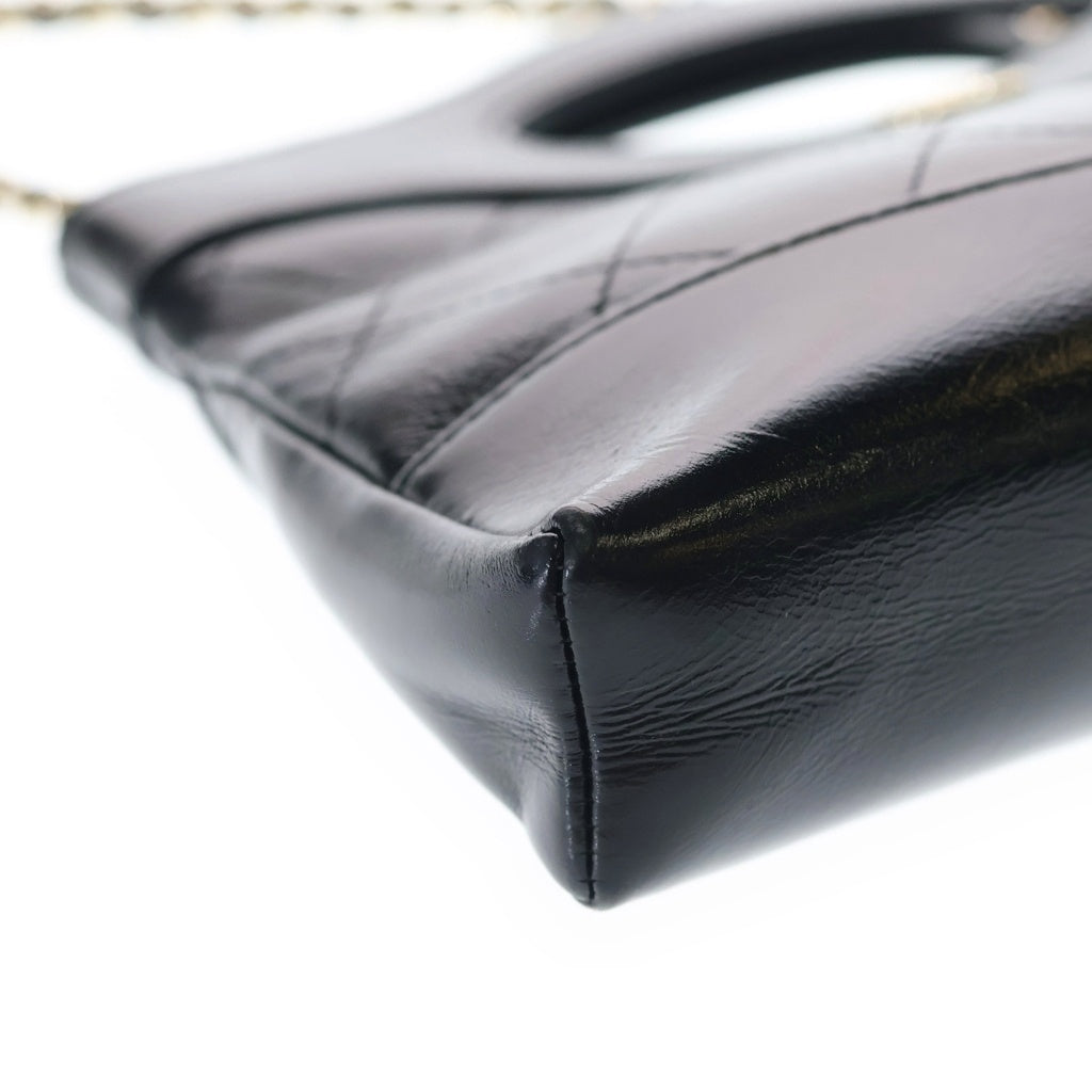 CHANEL(シャネル) シャネル31 マトラッセ ミニ シャイニーカーフスキン レザー 2WAY チェーン ショルダー ハンド バッグ ゴールド金具 ブラック AP3656 レディース