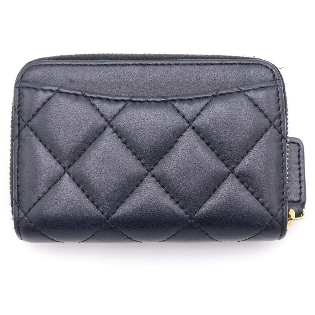 CHANEL(シャネル) マトラッセ クラッシック ジップコインパース ラムスキン ゴールド金具 ブラック AP0216 シール レディース