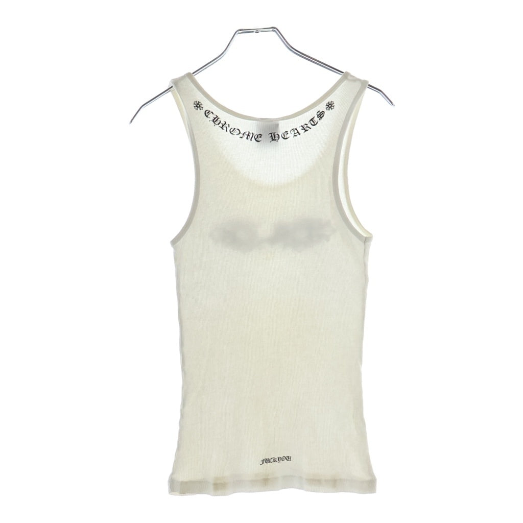 CHROME HEARTS(クロムハーツ) フローラルハートプリント コットン ノースリーブ タンクトップ #M ホワイト レディース