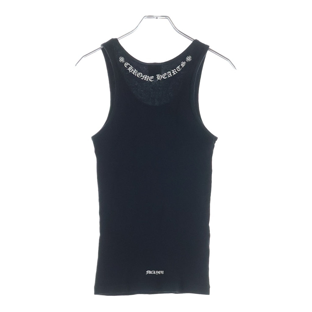 CHROME HEARTS(クロムハーツ) フローラルハートプリント コットン ノースリーブ タンクトップ #M ブラック レディース