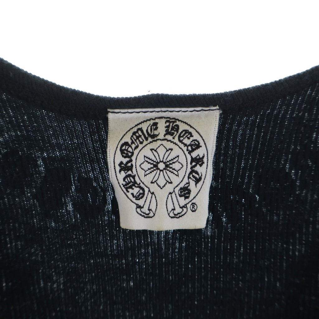 CHROME HEARTS(クロムハーツ) フローラルハートプリント コットン ノースリーブ タンクトップ #M ブラック レディース